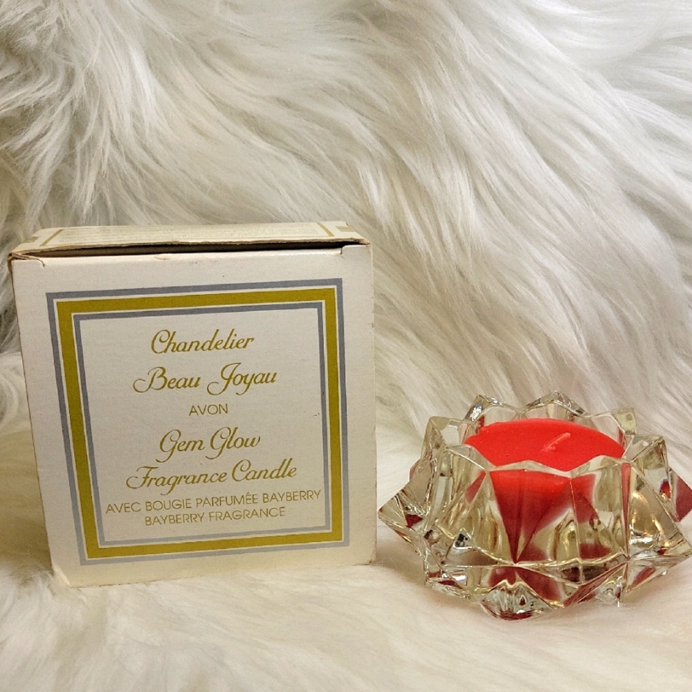 3/$25 Avon Vintage Gem Glow Fragrance Candle with Red Wax
